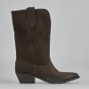 Stivali tacco 5cm camoscio testa