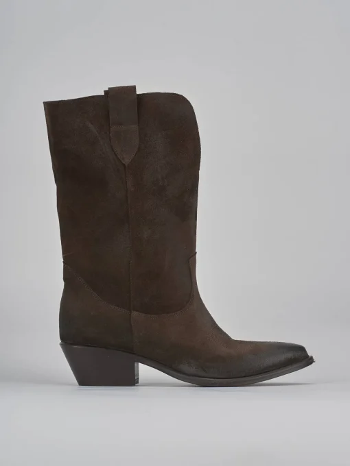 Stivali tacco 5cm camoscio testa