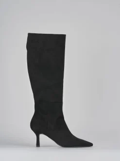 Stivali tacco 6cm camoscio nero