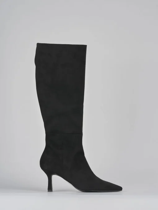 Stivali tacco 6cm camoscio nero