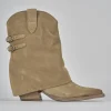 Stivali tacco 7cm camoscio beige