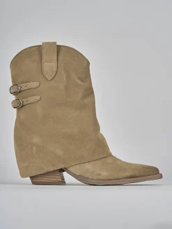 Stivali tacco 7cm camoscio beige