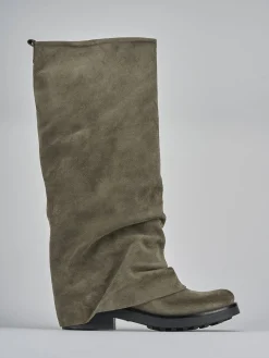 Stivali tacco 3cm camoscio grigio