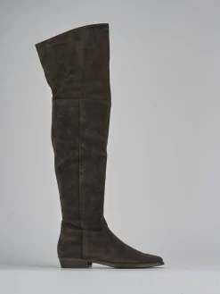 Stivali tacco 2cm camoscio testa