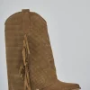 Stivali tacco 7cm camoscio marrone
