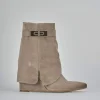 Stivali tacco 9cm camoscio marrone