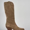 Stivali tacco 7cm camoscio marrone