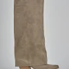 Stivali tacco 7cm camoscio beige