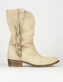 Stivali tacco 2cm camoscio beige