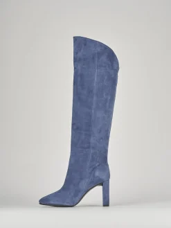 Stivali tacco 9cm camoscio blu