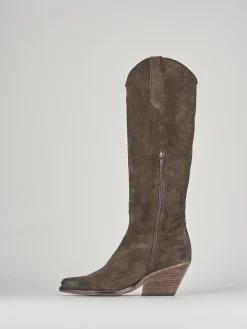Stivali tacco 6cm camoscio testa