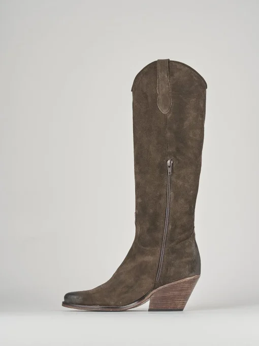 Stivali tacco 6cm camoscio testa
