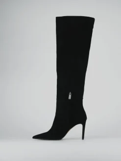 Stivali tacco 8cm camoscio nero