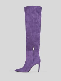 Stivali tacco 8cm camoscio viola