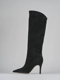 Stivali tacco 9cm camoscio nero