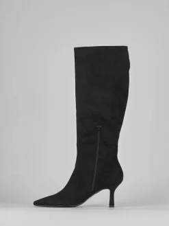 Stivali tacco 6cm camoscio nero