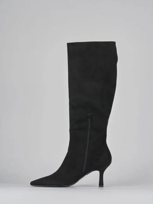 Stivali tacco 6cm camoscio nero
