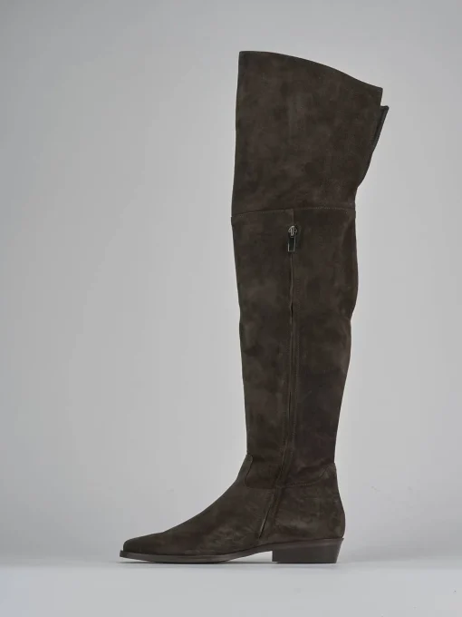 Stivali tacco 2cm camoscio testa