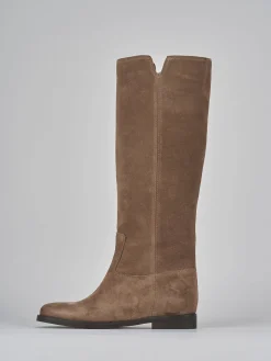 Stivali tacco 2cm camoscio beige