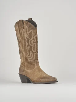 Stivali tacco 3cm camoscio beige