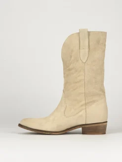 Stivali tacco 2cm camoscio beige