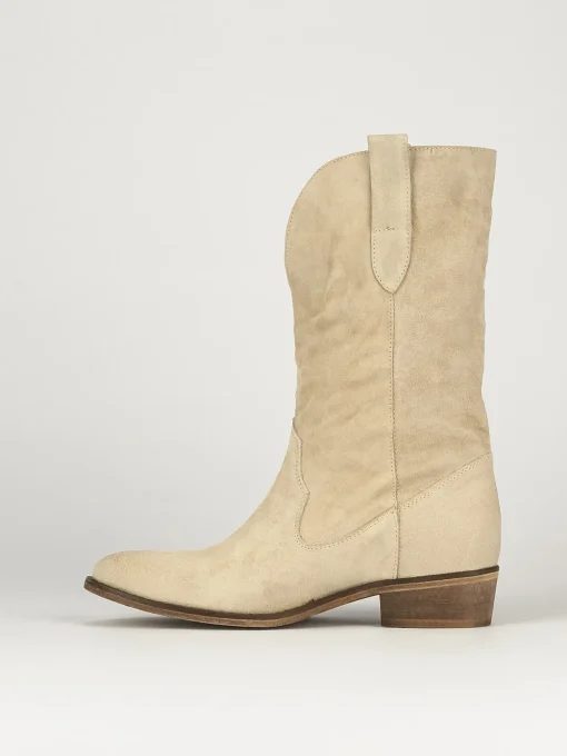 Stivali tacco 2cm camoscio beige
