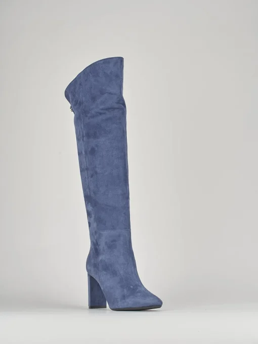 Stivali tacco 9cm camoscio blu