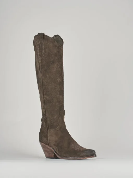 Stivali tacco 6cm camoscio testa