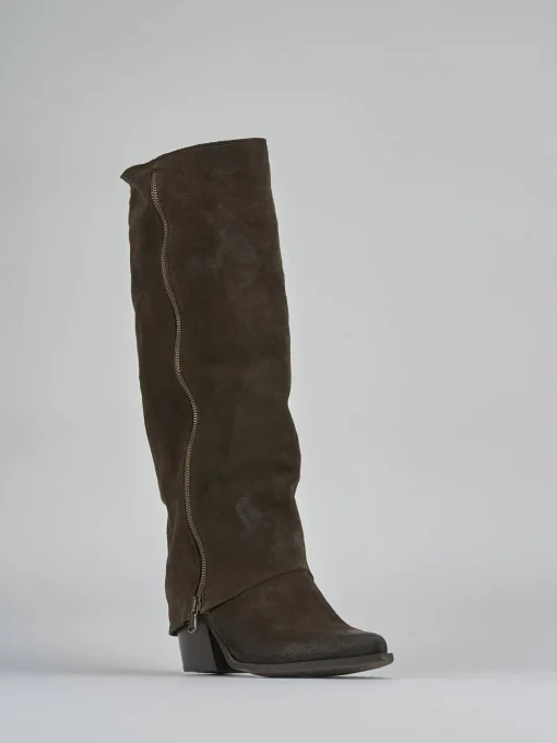 Stivali tacco 7cm camoscio testa