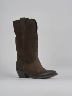 Stivali tacco 5cm camoscio testa