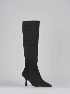 Stivali tacco 6cm camoscio nero