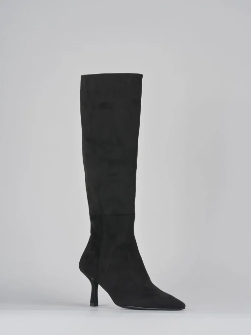 Stivali tacco 6cm camoscio nero