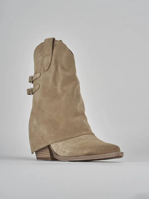 Stivali tacco 7cm camoscio beige
