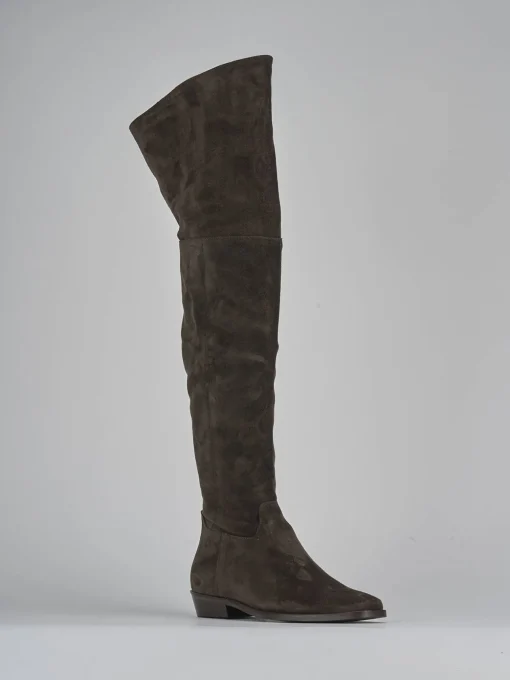 Stivali tacco 2cm camoscio testa