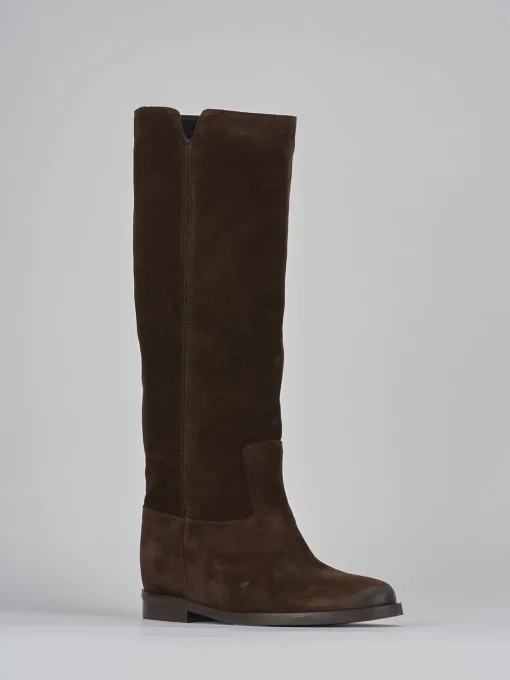 Stivali tacco 2cm camoscio testa