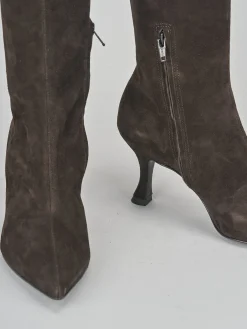 Stivali tacco 8cm camoscio testa