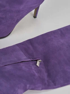 Stivali tacco 8cm camoscio viola