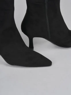 Stivali tacco 6cm camoscio nero