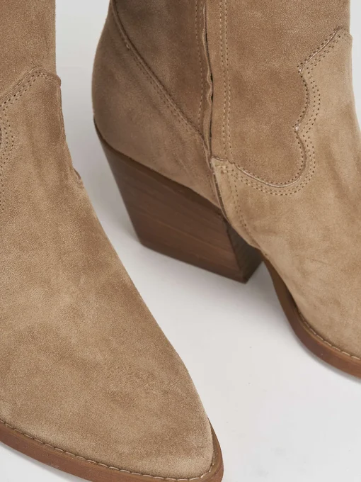 Stivali tacco 7cm camoscio beige