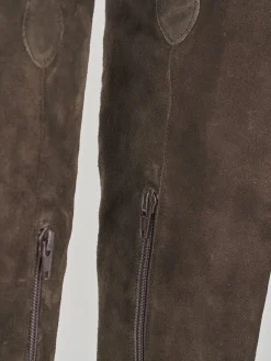 Stivali tacco 6cm camoscio testa