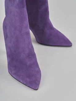 Stivali tacco 8cm camoscio viola