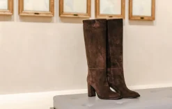 Stivali tacco 9cm camoscio testa