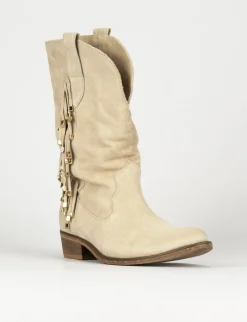 Stivali tacco 2cm camoscio beige