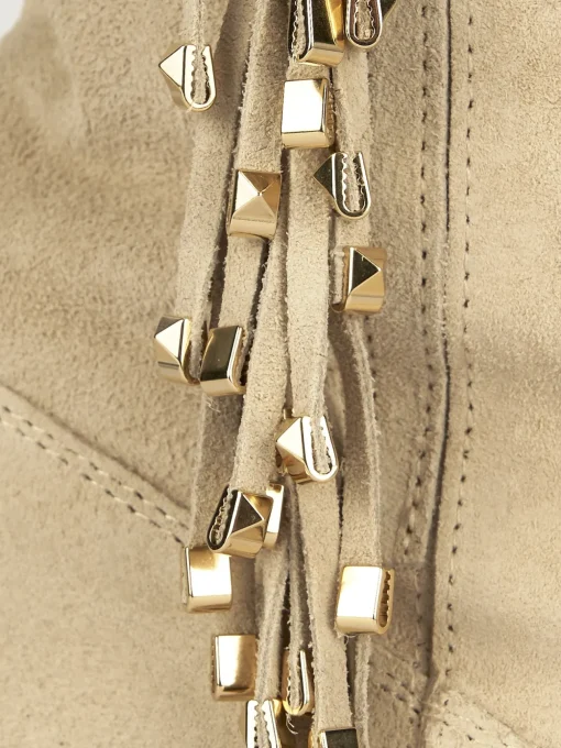 Stivali tacco 2cm camoscio beige