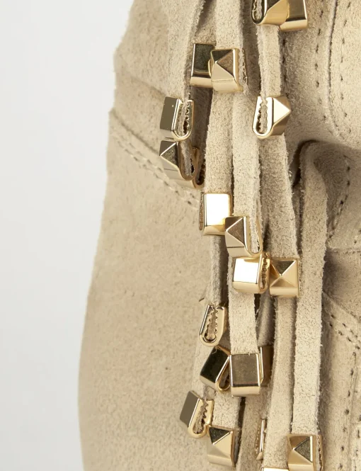 Stivali tacco 2cm camoscio beige