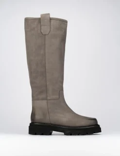 Stivali tacco 1cm nabuk beige
