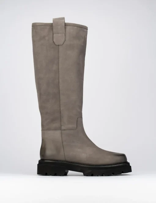 Stivali tacco 1cm nabuk beige
