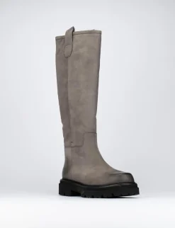 Stivali tacco 1cm nabuk beige