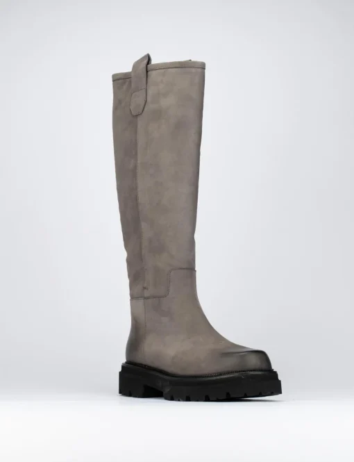 Stivali tacco 1cm nabuk beige