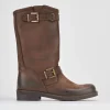 Stivali tacco 3cm nabuk marrone